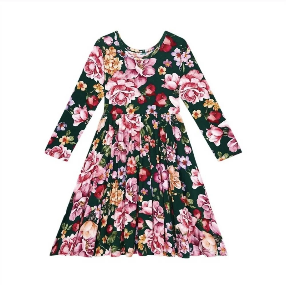 Posh Peanut Arsine Longsleeve Floral Twirl Dress 2T